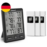 Geevon Funk Thermometer Innen Außen Mit 3 Fernsensoren, Thermometer Hygrometer F