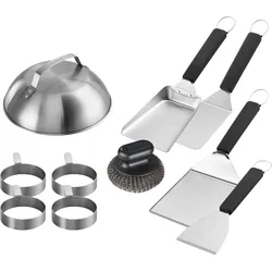 Grillbesteck-Set ENDERS "Plancha-Set", silber (silberfarben), Edelstahl, Grillbesteck-Sets, 10-teilig, aus Edelstahl