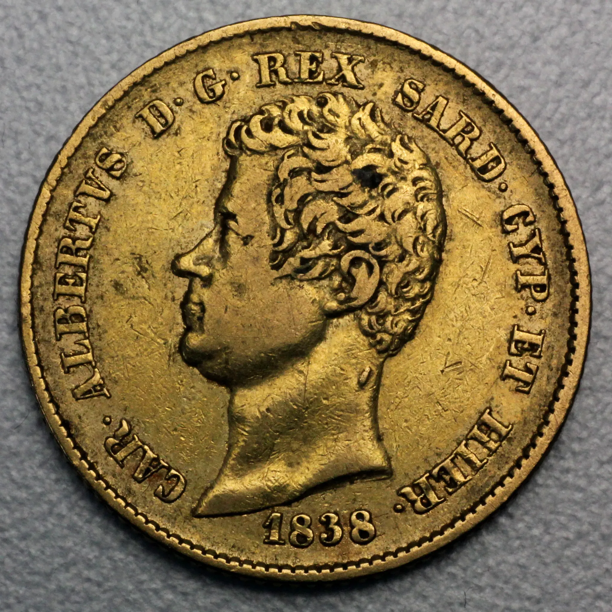 Goldmünze 20 Lire Karl Albert-Sardinien (Italien)