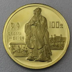 Goldmünze 100 Yuan Confucius 1985  (China)