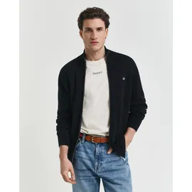 GANT CASUAL COTTON ZIP Cardigan Stehkragen, Baumwolle, Schwarz M