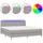 vidaXL Boxspringbett mit Matratze & LED Hellgrau 180x200 cm Stoff