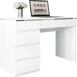 Lukmebel Schreibtisch AURORA SILVER mit Schubladen - Silber/Weiß