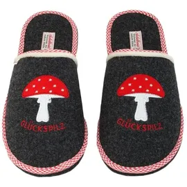 ADELHEID Glückspilz Filzpantoffeln, Farbe:Rabenschwarz, Größe:40/41 - Schwarz - 40-41