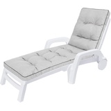 HOBBYGARDEN Auflagen für Deckchair, Liegenauflage, Gartenliege Auflage 201x55x8 cm Bequeme Polsterauflage für Sonnenliege, Liegestuhl, Kissen in Aschegrau