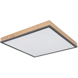 ETC Shop LED Panel Deckenleuchte LED Deckenpanel Bürolampe Decke, Holzoptik graphit, ALU MDF, 24W 1500Lm warmweiß, LxBxH 45x45x6,5 cm