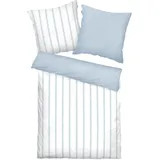 Tom Tailor Unisex Satin-Bettwäsche, 2-teilig, 135x200/80x80 cm, blau, Gestreift, Gr. 135X200