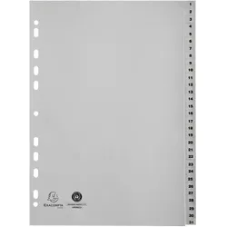 Exacompta 1931E 20x Register A4 aus Recycling-PP grau 120μ mit bedruckten Taben 1-31, 31 Positionen - Grau