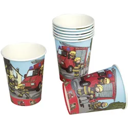Feuerwehr Alarm Pappbecher 8er Set