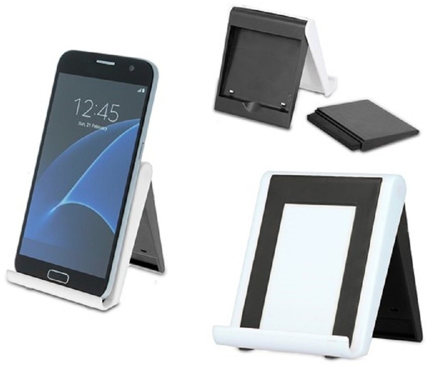 cofi1453 Mini Portabler Handy Halter Büro Tisch Ständer Halterung Multi Winkel Smartphone-Halterung weiß