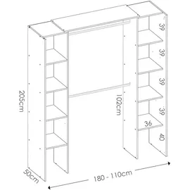 vente-unique Eckkleiderschrank Kleiderschranksystem - B. 164/234 cm - Weiß & Grau - DORIAN