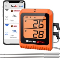 ThermoPro TP25H2 Bluetooth 5.0 Grillthermometer Wiederaufladbares Fleischthermometer mit APP 150m Reichweite IPX4 Wasserdicht Kerntemperatur Thermometer für Grill, Smoker, Dutch Oven, BBQ