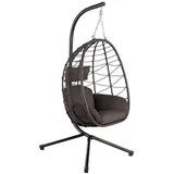 HinHocker Hängesessel mit Gestell, Braun, Hängeschaukel für Indoor und Outdoor Schaukelstuhl,
