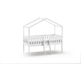 Vipack Hausbett Dallas 90 x 200 cm Kiefer massiv weiß lackiert