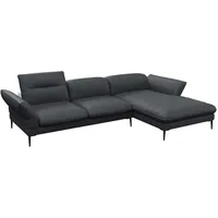 FLEXLUX Ecksofa Salino, Funktionssofa mit Recamiere, Relaxsofa, Ecksofa, Sofa mit Arm- und Kopfteil-Verstellungen, Kaltschaum & Stahl-Wellen schwarz