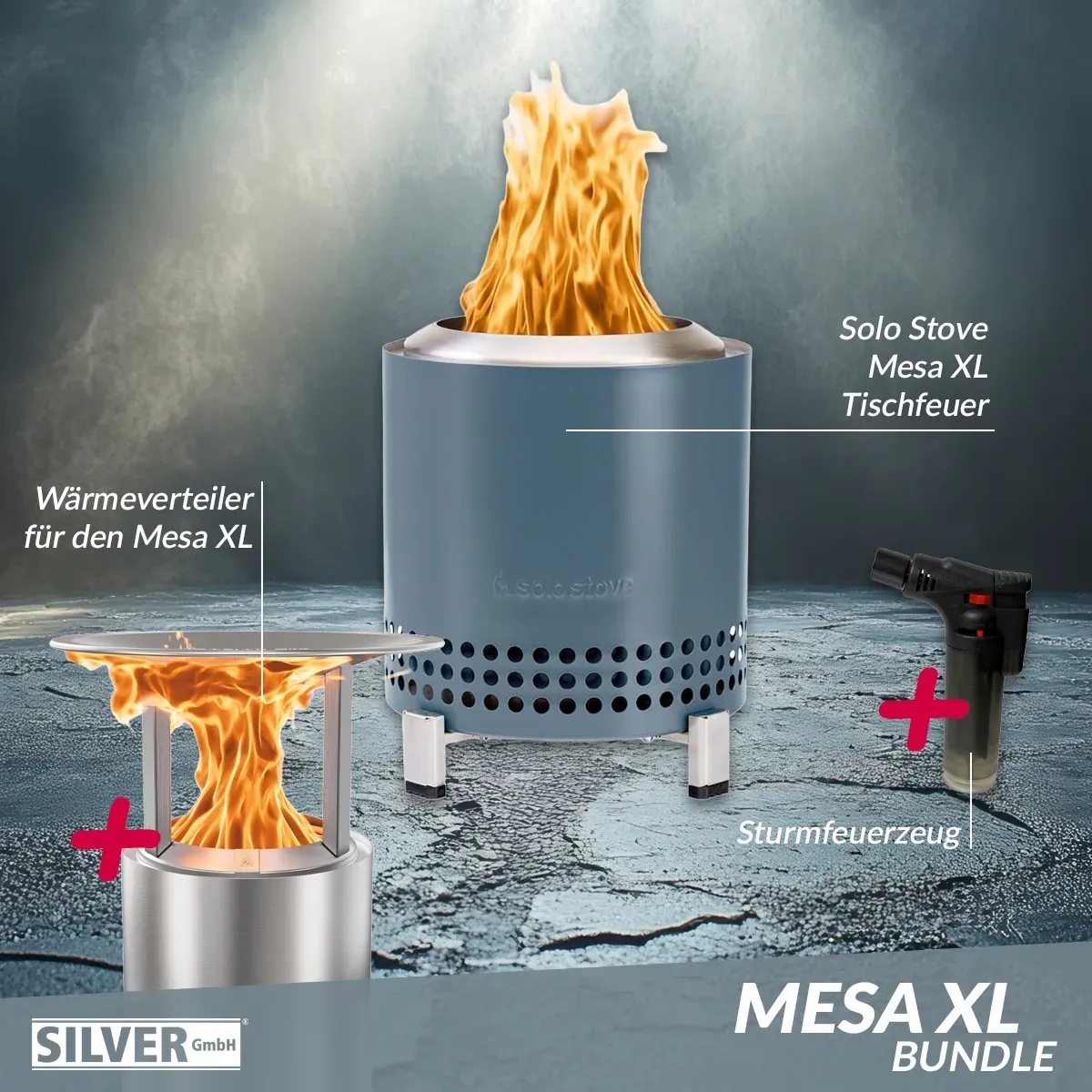 Solo Stove Mesa XL Tischfeuer Ø 17,8cm Tischkamin Outdoor Water & Mesa XL Wärmev...