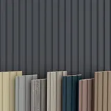 BEATS Lamellen 2,75m HEXIM - MDF Holz Lamellenwand Wandpaneele Lamellenverkleidung Wandverkleidung Lamellenpaneele Holzpaneele Natur (16 Paneele & Zubehör, Beats De Luxe Black Lead)