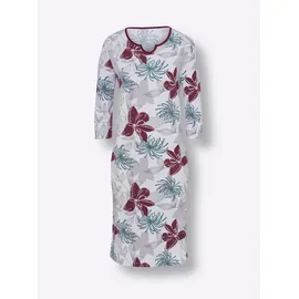 Sieh an! Nachthemd "Nachthemd", Damen, Gr. 36/38, Normalgrößen, rot (bordeaux, hellgrau, bedruckt), 100% Baumwolle, geblümt, gemustert, mehrfarbig, Kleider Nachthemd