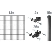 GAH Alberts Alberts 681081 Einstab-Gittermatten-Set Garden Typ 8/6/4 Pfostenstärke Ø 34mm anthrazit Höhe: 100 cm 28 m