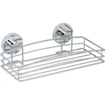 Wenko Wandablage Mod. Vacuum-Loc Duschablage im Drahtkorb-Design aus verchromtem Metall für Bad und Gäste-WC Vakuum-Befestigung 26 x 5,5 x 15,5 cm