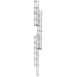 MUNK Mehrzügige Steigleiter mit Rückenschutz (Maschinen) Stahl verzinkt 14,36m