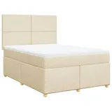vidaXL Boxspringbett mit Matratze Creme 160x200 cm Stoff