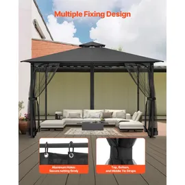Vevor Moskitonetz für Pavillon 4 Stück 3,05 x 3,96 x 2,07 m Schwarz