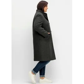 sheego SHEEGO, Damen, Gr. 52, grau (anthrazit meliert), 97% Polyester, 3% Viskose, unifarben, unifarben mit Farbeinsatz, unifarben mit Farbeinsätzen, Mäntel Kurzmantel