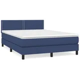 vidaXL Boxspringbett mit Matratze Blau 140x200 cm Stoff