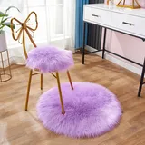 Faux Lammfell Schaffell Teppich,Rund Hochflor Fluffy Teppich Plüsch Wohnzimmer Dicker Teppich,Kunstfell Teppich, Weicher und Flauschiger Teppich Wohnzimmer,Teppich Rund (Lavendel lila,60cm)