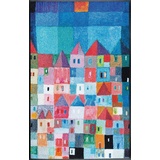 Wash+Dry Fußmatte, Colourful Houses 75x120 cm, innen und außen, waschbar