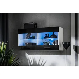 komodee Vitrine Hängevitrine 100 x 50 x 27,2 cm Schwarz/Weiß