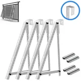 Rhein Beleuchtung Solarmodul-Halterung Einstellbare Solarpanel Halterung 114/118cm mit Balkonhaken, (bis 46 Zoll, Set, 4-tlg., Aus Edelstahl als Solarmodul Halterung für Balkonkraftwerk, Universelles Design, spart Platz am Balkon, steigert Solarertrag) silberfarben 118 cm