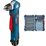 Bosch Professional Akku Winkelbohrmaschine GWB 12V-10 (ohne Akkus und Ladegerät, in L-Boxx) + 40-tlgs. Bohrer Bit Set (Pick and Click, extra harte Schrauber Bits, mit Universalhalter)