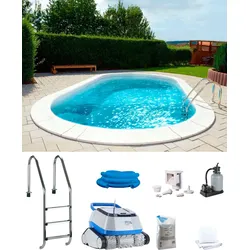 Ovalpool MY POOL BWT "POWER, BxLxH: 360x737x120 cm", beige (folie, sand), B:360cm H:120cm L:737cm, Schwimmbecken, in 2 Folienfarben erhältlich, inkl. Poolroboter POWER ONE4ALL