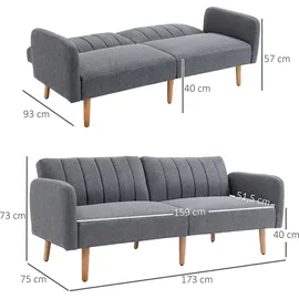 Homcom Schlafsofa Polyester 2-Sitzer Grau