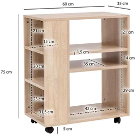 KADIMA DESIGN Regal `Brenta`: Elegantes Multifunktionsmöbel, Rollen, viel Stauraum Beige, Holz, Rechteckig, 60x75x35 cm, Arbeitszimmer, Container