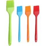 Mongsew Silikon-Backpinsel, hitzebeständig, Lebensmittelpinsel, Streuöl, Buttersoße zum Grillen, Backen, Küche, Kochen, BPA-frei, spülmaschinenfest (mehrfarbig, 4 Stück)