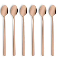 Beckmann & Rommerskirchen VISTA Longdrinklöffel/Latte Macchiato Löffel Set 6-teilig | PVD Kupfer | Edelstahl Matt | Lange Löffel für Latte Macchiato| Kaffeelöffel lang | Barlöffel