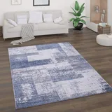 Paco Home Teppich Wohnzimmer Kurzflor Vintage Abstrakt Modern Geometrisch Rautenmuster 160x220 cm, Blau 2 - Paco Home