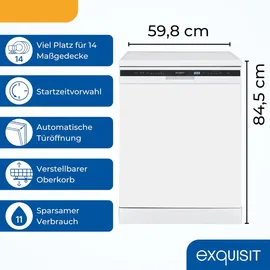 Exquisit GSP6314-030C Geschirrspüler (freistehend, 598 mm, Weiß)