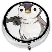 Pinguin-Tablettenbox, rund, 5,1 x 5,1 x 1,8 cm