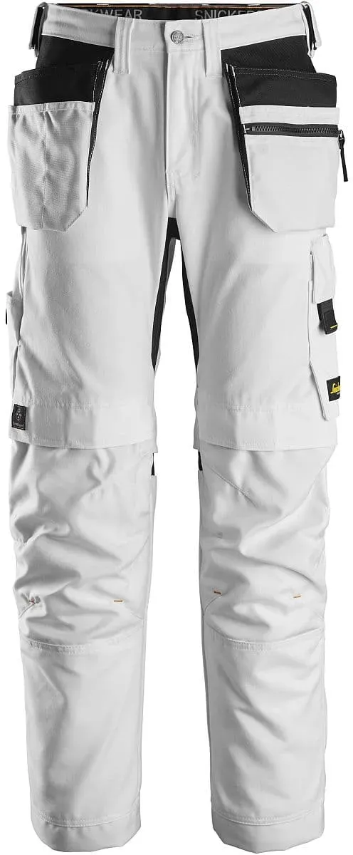 Snickers 6224 AllroundWork Canvas+ Stretch Arbeitshose mit Holstertaschen | Weiß/Weiß | 50 - Weiß/Weiß
