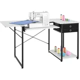Vevor Nähtisch Nähmaschinentisch mit klappbarer Tischplatte & verstellbarer Ablage & Stahlbeinen & Schublade, Mehrzwecktisch Computertisch für Zuhause Modestudio Kunststudio Bildungseinrichtung