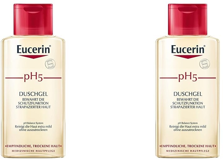 Eucerin pH5 Duschgel bewahrt die Schutzfunktion strapazierter Haut, 200 ml Gel (Packung mit 2)