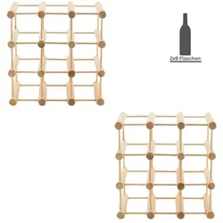 PROREGAL Modulares Weinregal VINOTECA MOD | HxBxT 36x36x24cm | 2x 9 Flaschen | Massives Kiefernholz | Natur | Flaschenregal