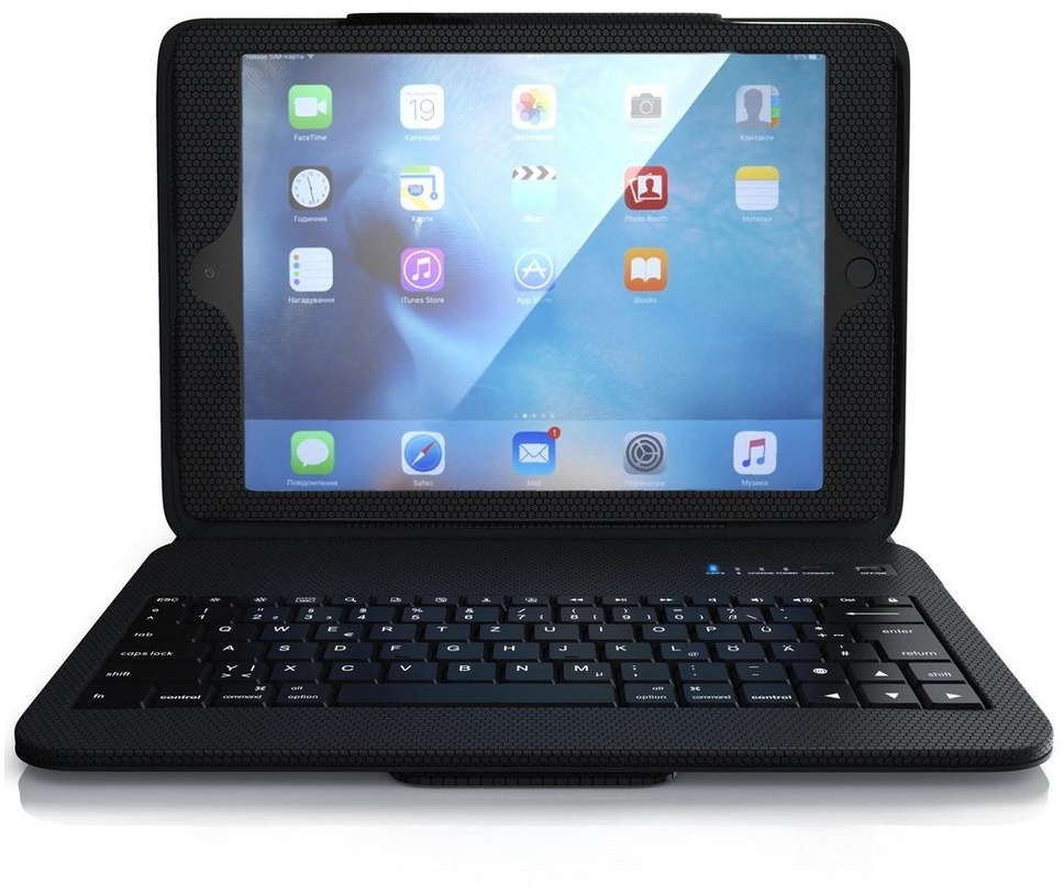 Aplic Tablet-Tastatur (Kunststoffcase, Funktionstasten, QWERTZ Bluetooth, für Apple iPad 9.7) schwarz