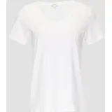 S.Oliver Damen T-Shirt mit V-Ausschnitt, Weiss, 44