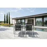 KETTLER Cubic/Basic Plus Garten-Essgruppe, silber/anthrazit, Alu/Textilene, Tisch 160x90 cm, 4 Stapelsessel