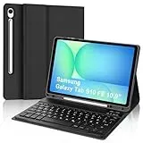 FOGARI Hülle mit Tastatur für Samsung Galaxy Tab S10 FE 10.9"/S9 FE/S9 10.9" 2025, Tastatur QWERTZ deutsche Bluetooth Magnetisch Abnehmbare für Samsung Galaxy Tab S10FE/S9FE/S9 10.9 Zoll, Schwarz